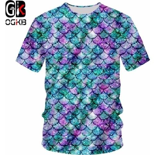 OGKB New Arrival Men/womens Casual Tshirt Funny Print Fish Scale 3D T-shirts Homme Hiphop Streetwear Punk O Neck Tee Shirts 7XL