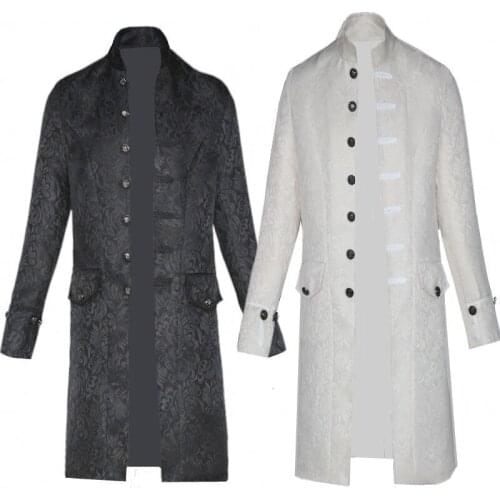 2021 Medieval Men Steampunk Retro Solid Color Coat Uniform Halloween Fashion Slim Coat Prince Noble Cosplay Adult Coat