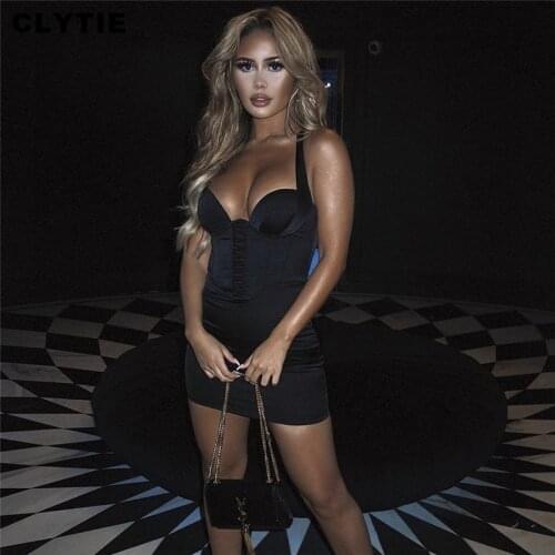 Clytie Sexy Backless Nightclub Dress Women Black Color Ladies Stretched Styles Women 2021 Spring New Party Elastic Mini Dresses