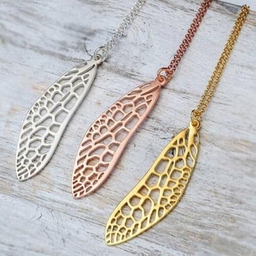 Hollow Insect Dragonfly wings shaped Pendant Necklace For Women fashion dress Clothing Jewelry
