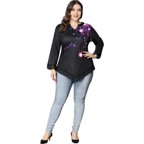 Sale Spring Autumn Plus Size V-Neck Blouse Shirts Vintage Floral Print Pullover Tops Fashion Long Sleeve Blusa Streetwear D30