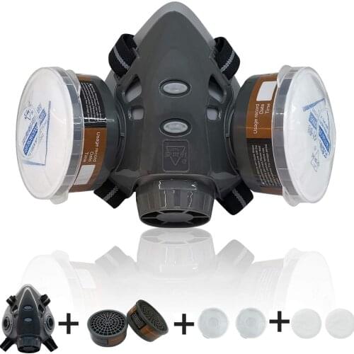 308 Gas Mask Half Face Dust Mask With Filters Reusable Safety Goggles Protective Mask Respirator For Decoration Formaldehyde