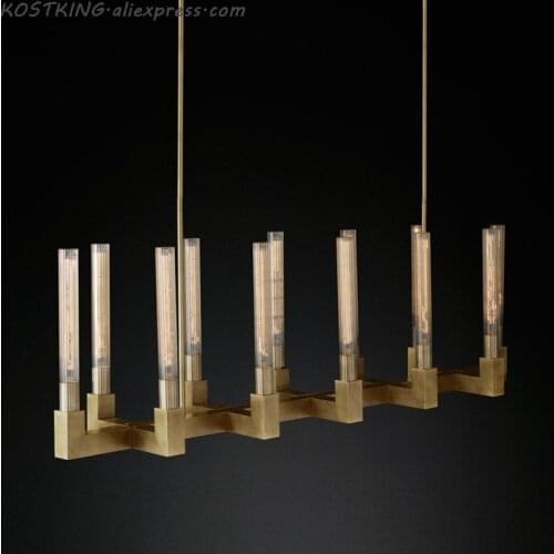 RH American Retro Copper Gold Led Chandelier E14 Bulbs Luminarias Led Pendant Chandelier Lighting Fixtures Lamparas