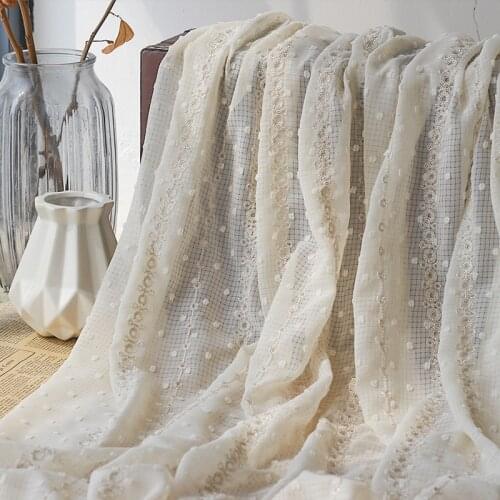 Chiffon Jacquard Dot Check Embroidered Tulle Fabric DIY Womens Shirt Dress Fabric