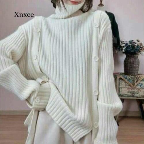 Chic Turtleneck Pullover Sweater New Female Spring Autumn Korean Version Loose Lazy Wind All-Match Outer Wear Sweater Top Tee
