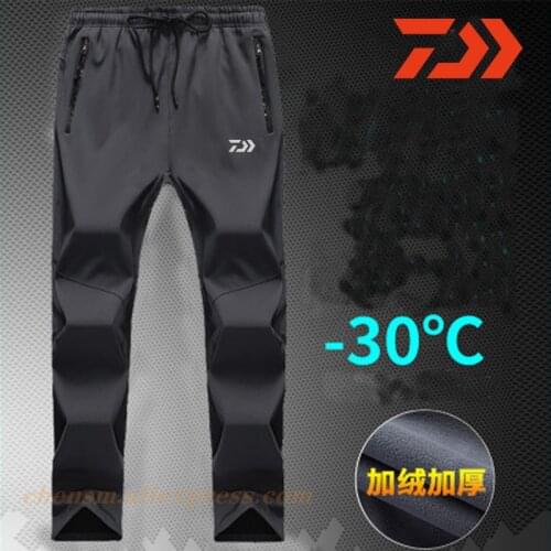 Daiwa Winter Fishing Waterproof Men Pants Sport Thick Warm Fleece Fishing Trousers Male Windbreaker Sweatpants DAWA Clothing