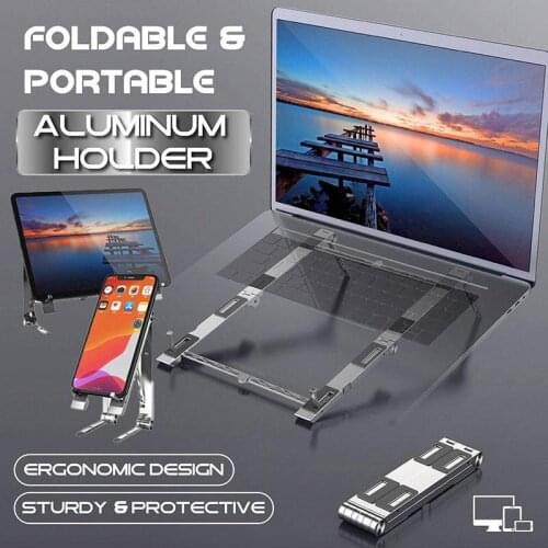 Foldable and Portable Aluminum Holder Laptop Phone Stand Notebook Support Laptop Base Holder Adjustable Bracket