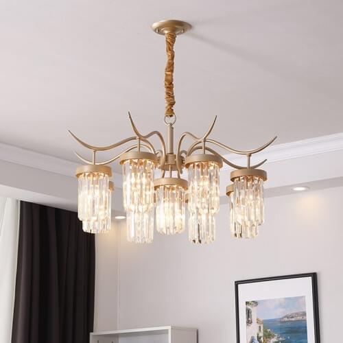 Modern Nordic Country Crystal Chandelier European Golden Luxury Crystal Light Bedroom Restaurant Aisle Creative Retro Lighting