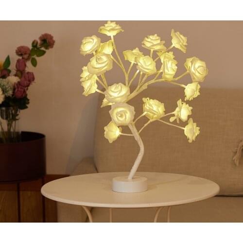 LED Table Lamp Rose Orchid Flowers Tree Light USB Night Lights Home Decoration Party Christmas Wedding Bedroom Living Room Decor