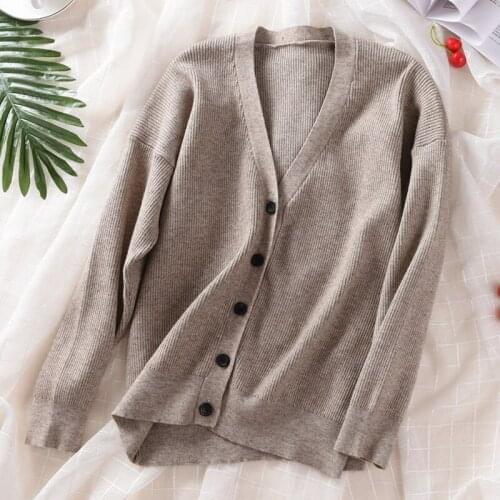 2018 autumn and winter new cashmere sweater cardigan women outside casual casual cashmere sweater jacket women