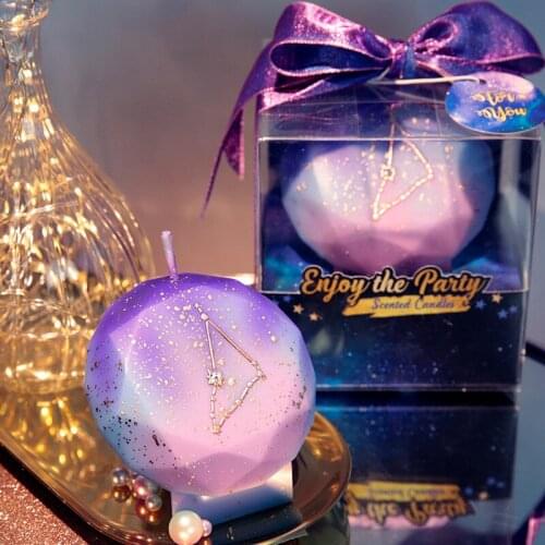 Happy Birthday Cake Candle Topper Twelve Constellation Art Birthday Purple Candle Decorate Valentines Day New Year Wedding Gift