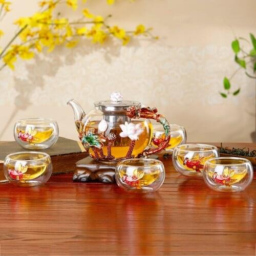 High Grade Enamel Tea Cup Teapot Master Cup Glass Small Tea Cup European Style Kung Fu Tea Set Gift Box