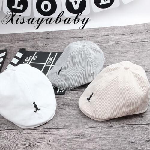 XISAYABABY England Style new Spring summer soft baby hat Striped Baby Berets For boys girls 1-3years old