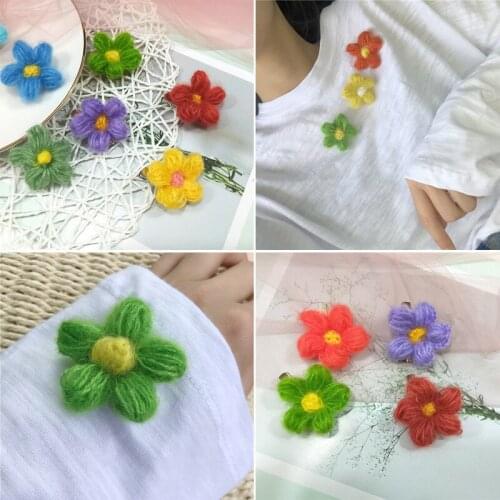 1 pce Colorful wool flower hairpin women Girls Bang hair clips pin Accessories Female simple lady Barrettes Hairgrips Ornaments