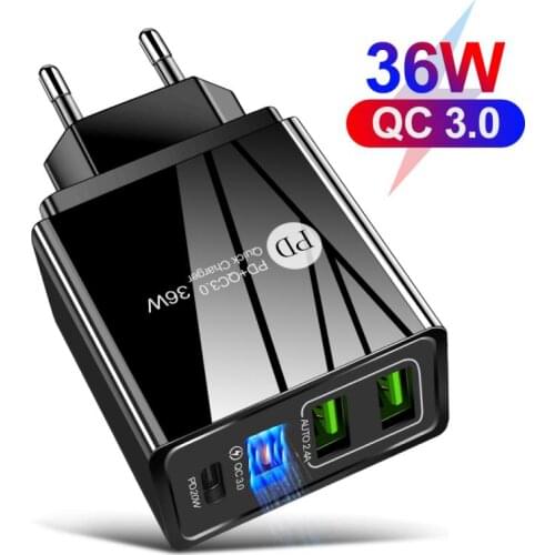 3USB QC3.0 + PD 20W Fast Charging Mobile Phone Charger US Standard European Standard British Standard Charger Electrical Sockets