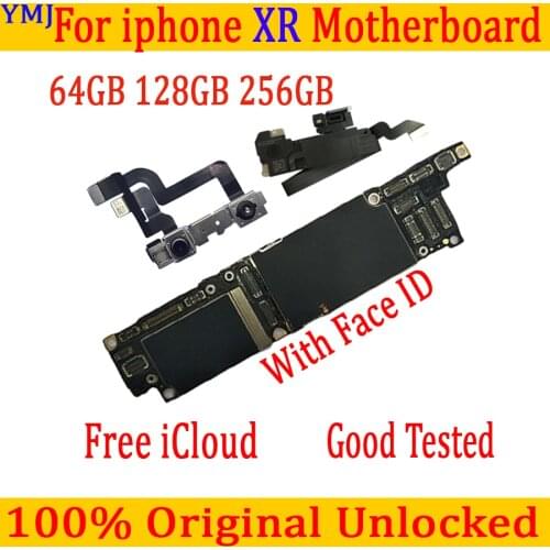 Factory Unlocked Logic Board With/Without face ID MainBoard 64GB 128GB 256GB With IOS System for iPhone XR motherboard Original