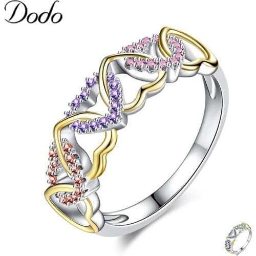 Colorful Hollow Heart Shaped Ring Winding Color Wedding Rings For Women Cubic Zirconia Jewelry Engagement Bijoux Femme Anel R460