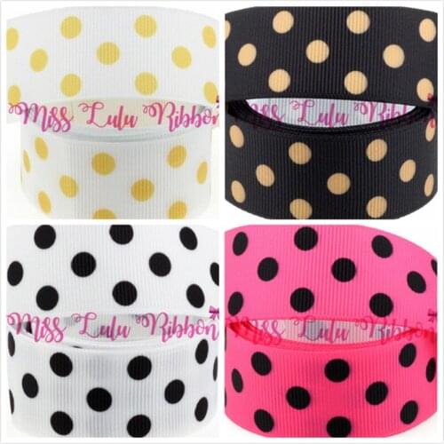 16mm-75mm Colorful Dot Patterns Printed Grosgrain Ribbon/Foe DIY Hair Bows Party Gift Packing Wrap Decoration 50yards/roll