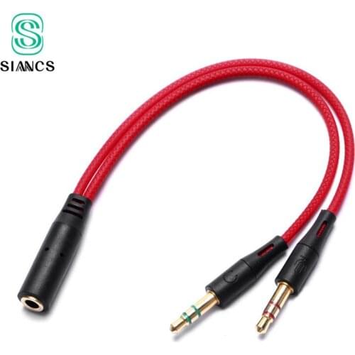 2 in 1 Aux Audio Splitter Cable 3.5mm Jack male to 3.5 Microphone and earphone female Extension Y Stereo Splitter for iPhone5s