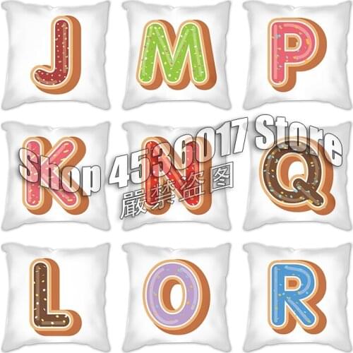 26 English Alphabet Cushion Cover Cartoon Letter Linen Cotton 45*45 cm Pillow Case for Sofa Home Decorative Throw Pillowcase
