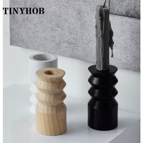4.13''*2.16'' Black Candlestick for Wedding Party Dinner Candle Stand Simple Wood Home Decor Christmas Table Candle Holders