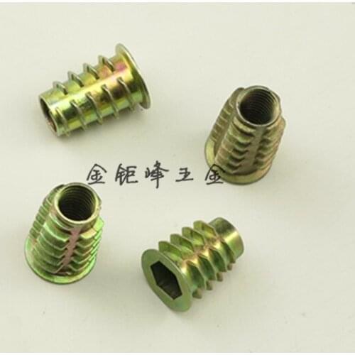 50Pcs M4 M5 M6 M8 Zinc Alloy Thread For Wood Insert Nut Flanged Hex Drive Head Furniture Nuts