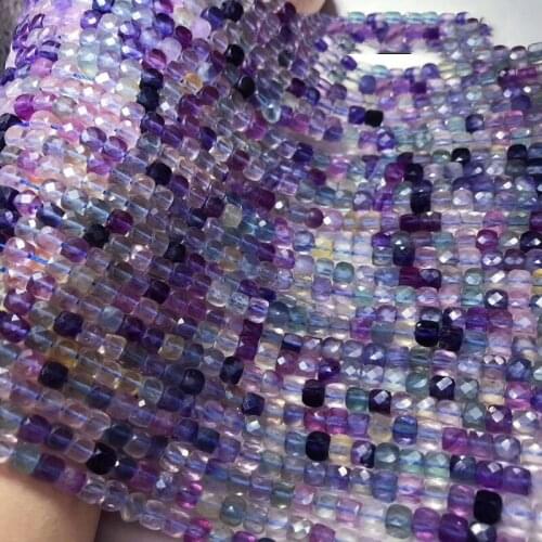 AAAA LOOSE BEADS purple Fluorite square faceted 5*6mm Wholesale for DIY jewelry Necklace 36cm