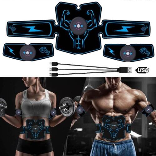 Abs Trainer Muscle Toner Electrostimulation Home Gym Exercise Fitness Equipment Muscle Electro Stimulator EMS USB Charged EMS