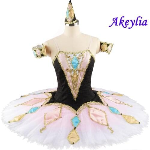 Akeylia harlequinade professional ballet tutu for girls adult competition tutu dress pancake funny ballerina tutu stage child