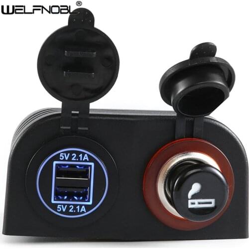 Blue Dual Port Fast Charging Outlet Car USB Charger Adapter with Cigar Socket