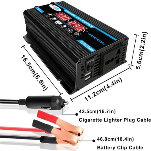 4000W Car Vehicle Power Inverter Converter 2 USB DC 12V To AC 220/110V Car Sine Wave Auto Replacement Parts