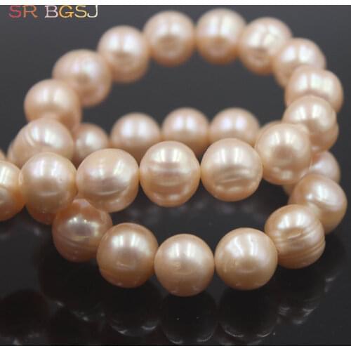 Free Shipping 6 8 10 12 14mm Pink Genuine Natural Freshwater Round Pearl Beads Nice for Making Necklace Or Bracelet 14inch