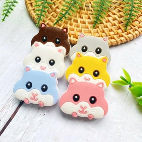 10PCS Animal Baby Molar Beads Silicone Hamster Beads Food Grade Chew Teether Bead BPA Free Baby Teething Bead For DIY