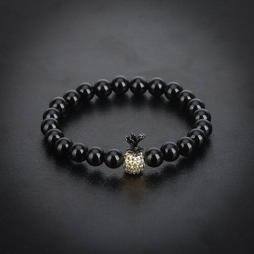 Black Onyx Pineapple Bracelet Man Fashion Women Gift For Beautiful Beads 8MM