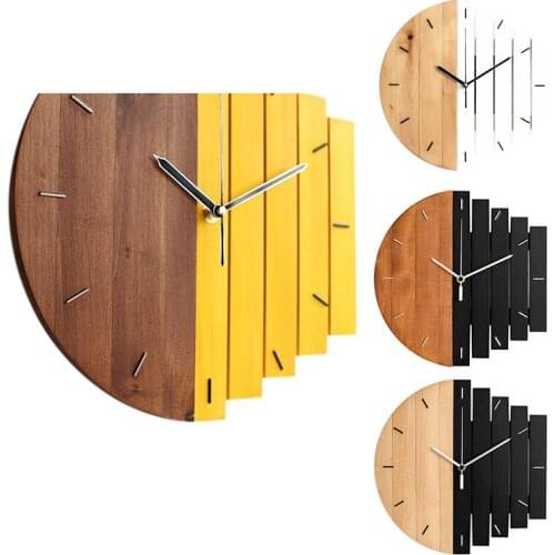 Wooden Wall Clock Modern Design Vintage Rustic Shabby Clock Quiet Art Watch Home Decoration