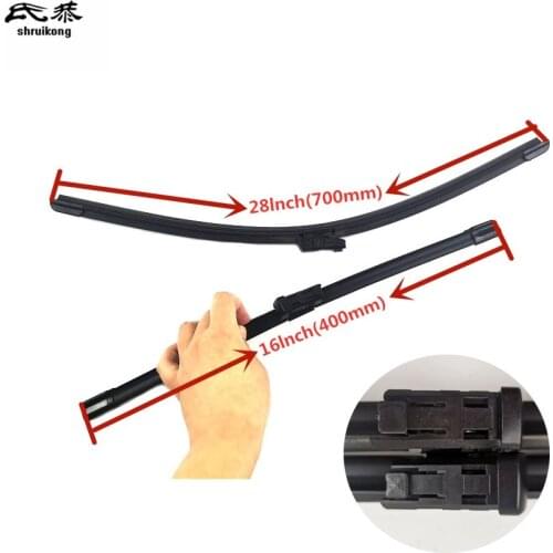 Free shipping 2pcs/lot SG-007 Wiper blades for 2010-2016 SEAT ALHAMBRA 28"+16" fit push button type wiper arms only