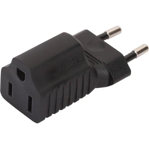 European 3Pin Male To Nema 5-15R USA 3 Pin Female Adapter,US 3 Prong to Europe Travel Plug Connector 1PCS