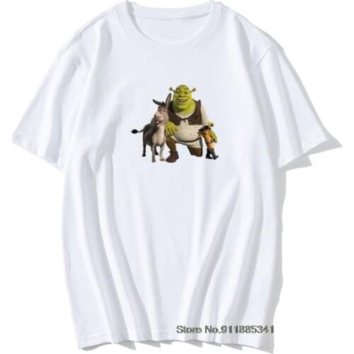 Shrek 3D Graphic T-shirts for Men 100% Cotton Summer Tops T Shirt Custom Tee-Shirts Short Sleeve Vintage Cartoon T Shirt Orange