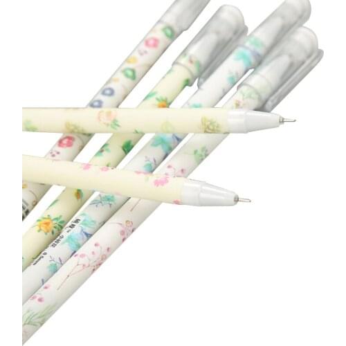30pcs/lot Lovely Fresh small floral Ink Black Gel Pen Office Supplies Student Stationery 0.5mm