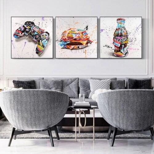 Graffiti Hamburg Game Controllers Drinks Street Art Canvas Print Painting Fashion Wall Picture Living Home Decoration Poster