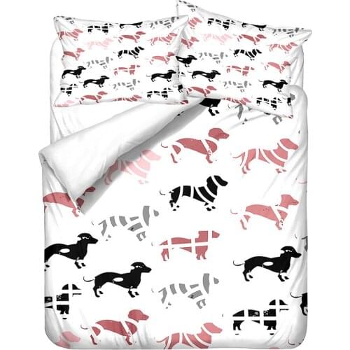 Cartoon Bedding Set Cute Dog Printed 3D Duvet Cover Set Twin Full Queen King Double Sizes Pillowcase Bedclothes