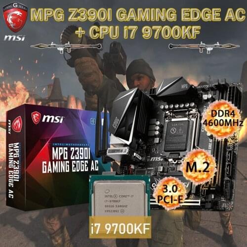 LGA 1151 MSI MPG Z390I GAMING EDGE AC Motherboard+ Intel i7 9700KF CPU Set DDR4 32GB M.2 PCI-E 3.0 Placa-mãe Desktop Intel Z390