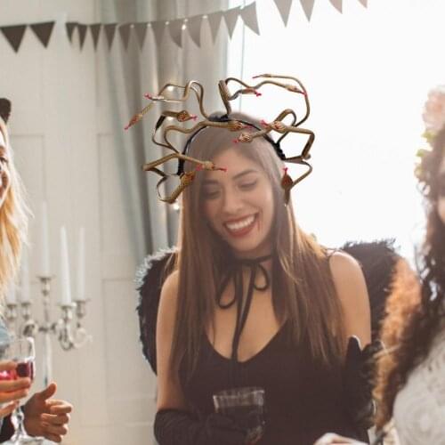 Medusa Snake Headband Halloween Carnival Burning Man Cosplay Costume Hair Clasp Accessory Animal Stirnband PVC Scary Headband