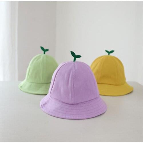 Cute Little Grass Baby Hat Summer Breathable Cotton Boys Girls Bucket Hat Solid Color Infant Toddler Sun Beach Cap