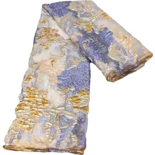 Fashion African Gilding Lace Fabric Cyan High Quality French Jacquard Brocade Lace Fabric 5 Yards For Nigerian Party