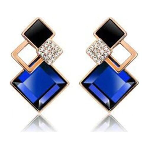 Fashion Clip on Earrings, Sparking Rhinestone Elegant Geometry Square No Pierced Earrings Ear Clip for Women Fine Jewelry Gift