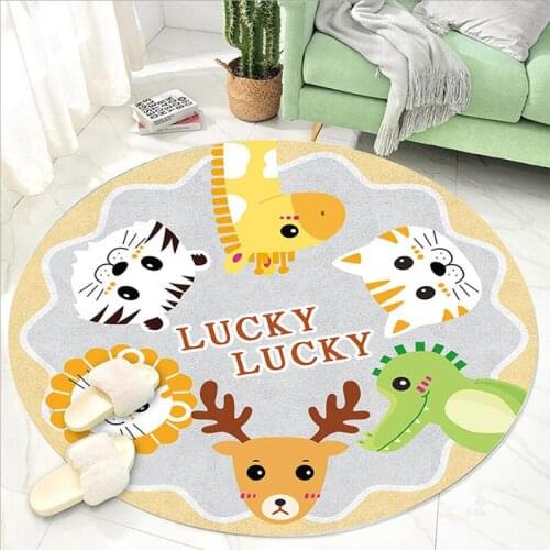 Cartoon Bedroom Decoration Carpet Round Small Animal Non-slip Living Room Baby Crawling Mat Room Rug Part One