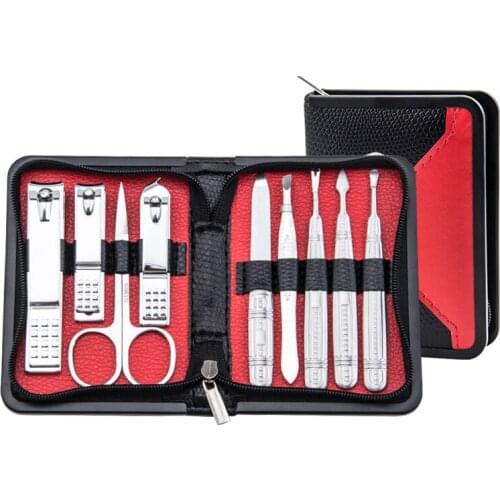 Manicure Kits 9 in 1 Stainless Steel Cuticle Nippers Professional Nail Clippers Home Scissors Cutter Travel Set Care Tools