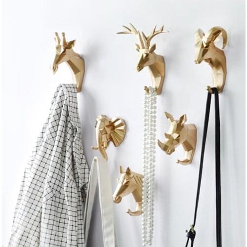 6 Styles Wall Hanging Hook Vintage Deer Head Animal for Hanging Clothes Hat Scarf Key Deer Horns Hanger Rack Wall Decoration