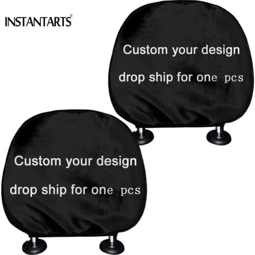INSTANTARTS Car Seat Head Rest Cover Custom Design/Logo/Text/Name Set of 2 Car Pillow Protective for Women Girls Car Accessories
